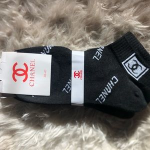 Chanel Black Ankle Socks 2 Pairs